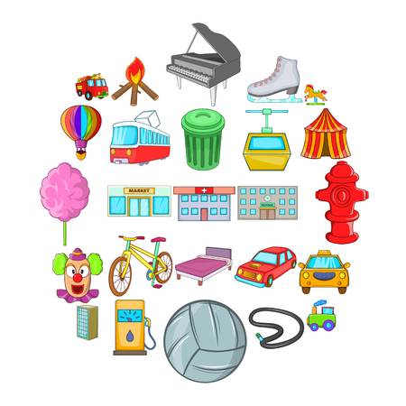 Park activity icons set. Cartoon set of 25 park activity vector icons for web isolated on white backgroundのイラスト素材
