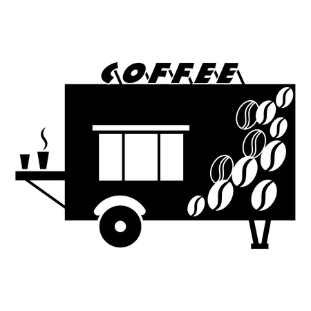 Coffee trailer shop icon. Simple illustration of coffee trailer shop vector icon for web design isolated on white backgroundのイラスト素材