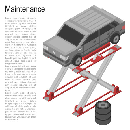 Maintenance service car concept background. Isometric illustration of maintenance service car vector concept background for web designのイラスト素材