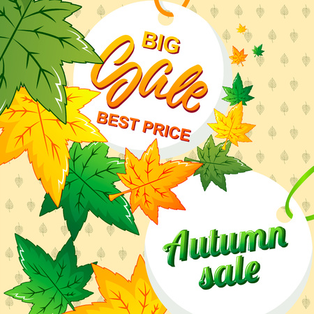 Big best autumn sale concept background, cartoon styleの写真素材