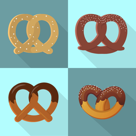 Pretzel icon set, flat styleの写真素材
