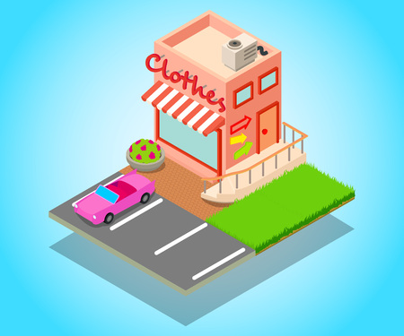 Clothes concept banner. Isometric banner of clothes vector concept for web, giftcard and postcardのイラスト素材