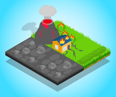 Natural disaster concept banner, isometric styleのイラスト素材