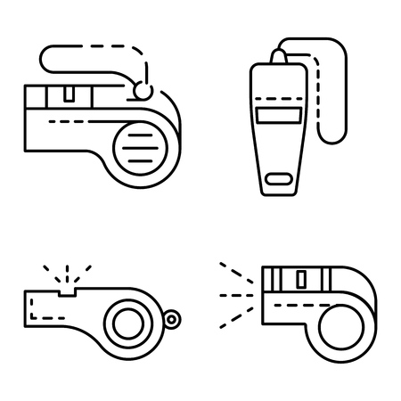 Whistle icon set, outline styleのイラスト素材