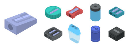 Sharpener icon set. Isometric set of sharpener vector icons for web design isolated on white backgroundのイラスト素材