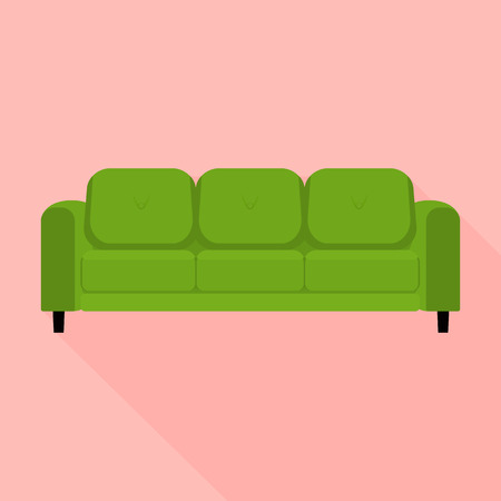 Green sofa icon. Flat illustration of green sofa vector icon for web designのイラスト素材