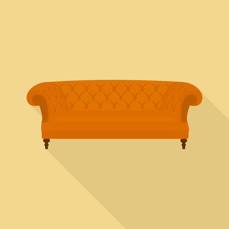 Leather sofa icon. Flat illustration of leather sofa vector icon for web designのイラスト素材