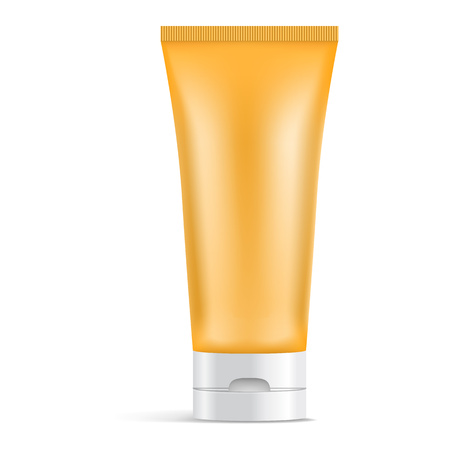 Sunscreen tube icon. Realistic illustration of sunscreen tube vector icon for web designのイラスト素材