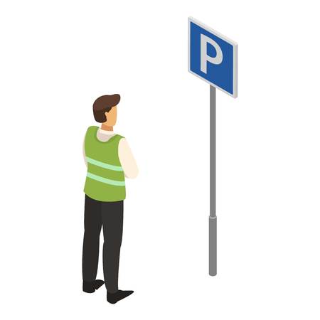 Valet man sign icon. Isometric of valet man sign vector icon for web design isolated on white backgroundのイラスト素材