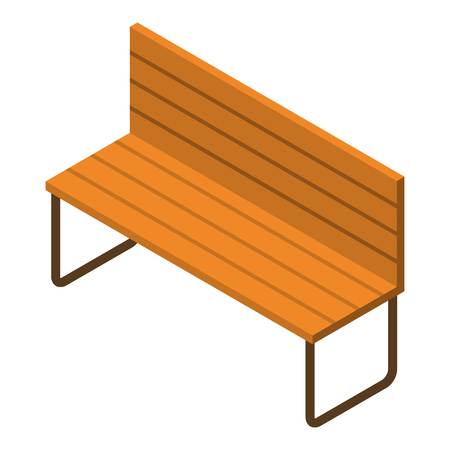 Wood park bench icon. Isometric of wood park bench vector icon for web design isolated on white backgroundのイラスト素材