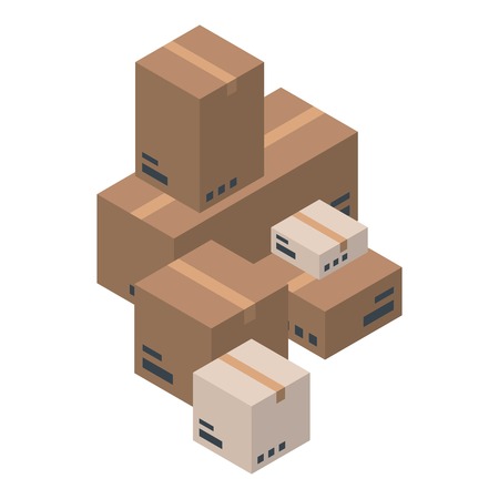 Delivery stack box icon. Isometric of delivery stack box vector icon for web design isolated on white backgroundのイラスト素材