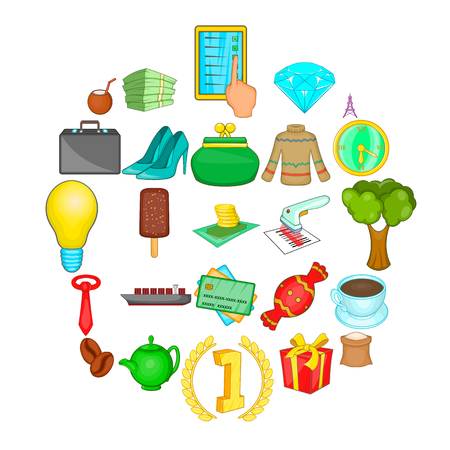 Coffee icons set. Cartoon set of 25 coffee vector icons for web isolated on white backgroundのイラスト素材