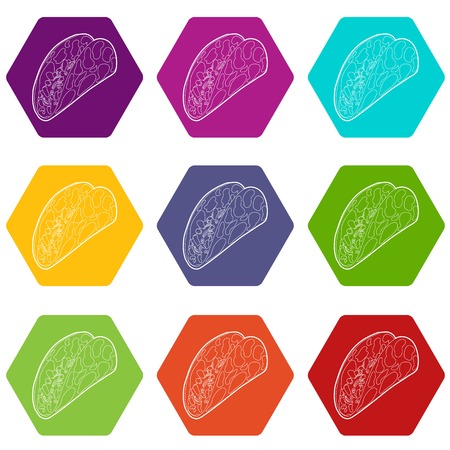 Kebab icons 9 set coloful isolated on white for webのイラスト素材