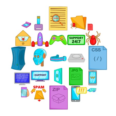 Spyware icons set. Cartoon set of 25 spyware vector icons for web isolated on white backgroundのイラスト素材