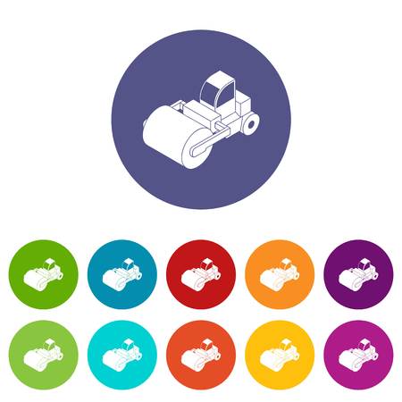 Roller truck icons color set vector for any web design on white backgroundのイラスト素材