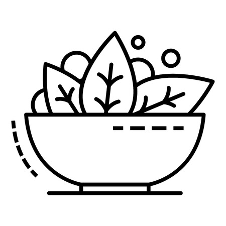 Spinach bowl icon. Outline spinach bowl vector icon for web design isolated on white backgroundのイラスト素材
