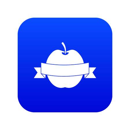 Apple with ribbon icon digital blue for any design isolated on white vector illustrationのイラスト素材