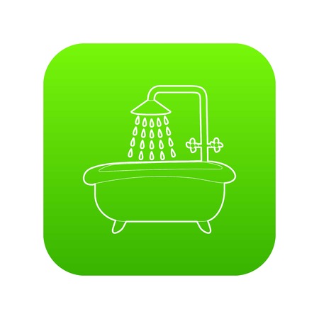 Bath with shower icon green vector isolated on white backgroundのイラスト素材