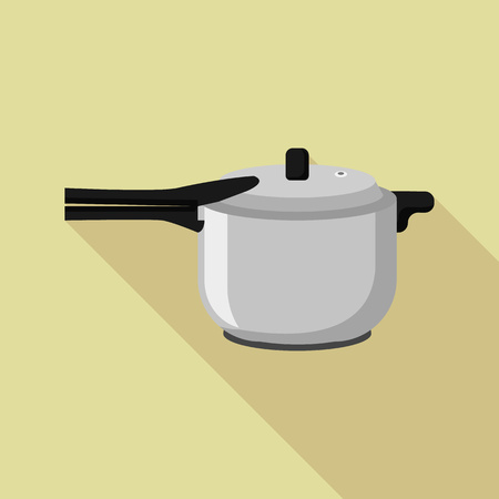 Kitchen metal cooker icon, flat styleのイラスト素材