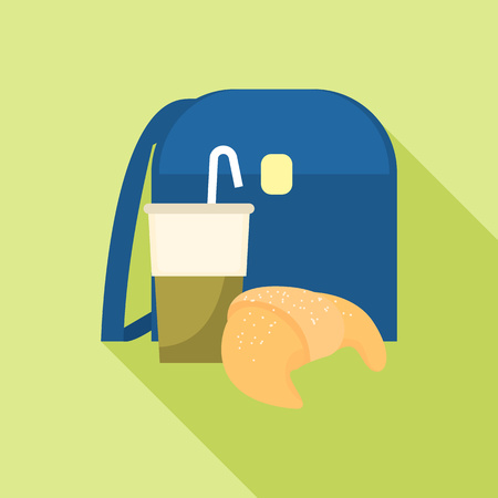 Backpack lunch drink icon. Flat illustration of backpack lunch drink vector icon for web designのイラスト素材