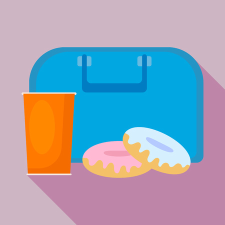 Donut lunchbox icon. Flat illustration of donut lunchbox vector icon for web designのイラスト素材