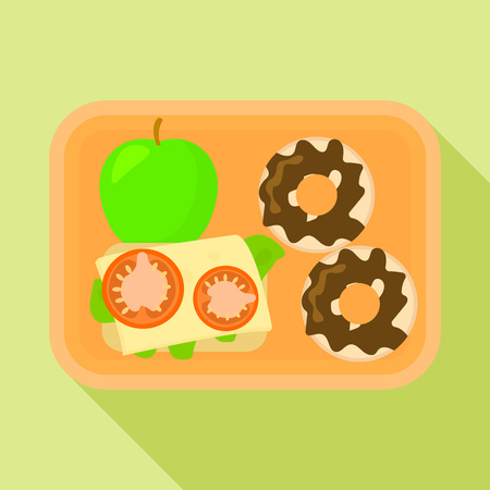 School lunch time icon. Flat illustration of school lunch time vector icon for web designのイラスト素材