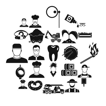 Occupational icons set. Simple set of 25 occupational vector icons for web isolated on white backgroundのイラスト素材