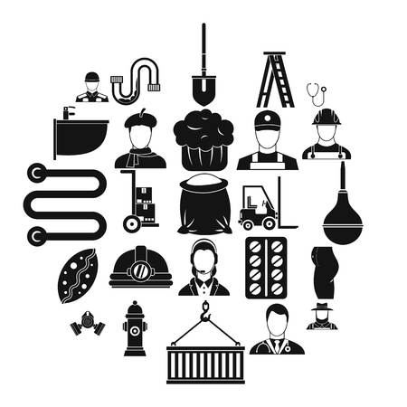 Different professions icons set. Simple set of 25 different professions vector icons for web isolated on white backgroundのイラスト素材