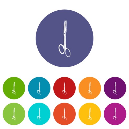 Medical scissors icons color set vector for any web design on white backgroundのイラスト素材