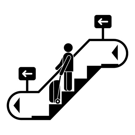 Man bag travel escalator down icon. Simple illustration of man bag travel escalator down vector icon for web design isolated on white backgroundのイラスト素材