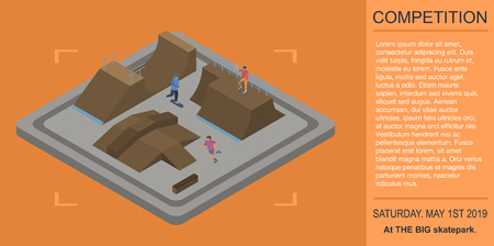 Skate park competition banner, isometric styleのイラスト素材