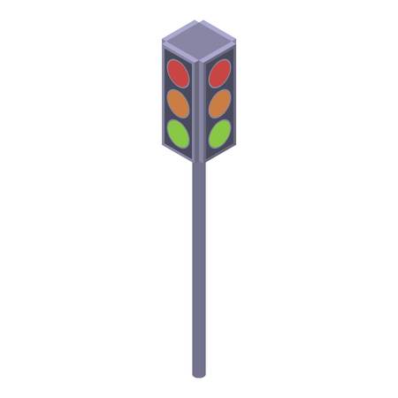 Crossroad traffic lights icon. Isometric of crossroad traffic lights vector icon for web design isolated on white backgroundのイラスト素材