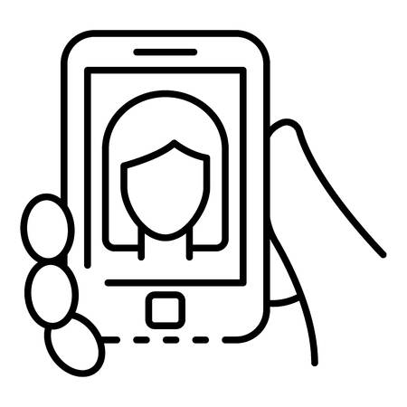 Smartphone webinar icon. Outline smartphone webinar vector icon for web design isolated on white backgroundのイラスト素材