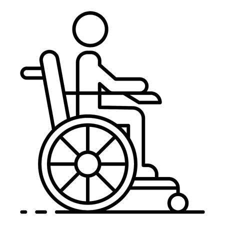 Man in wheel chair icon. Outline man in wheel chair vector icon for web design isolated on white backgroundのイラスト素材