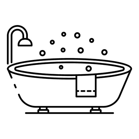 Modern oval bathtub icon. Outline modern oval bathtub vector icon for web design isolated on white backgroundのイラスト素材