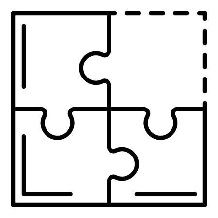 Teamwork puzzle icon, outline styleのイラスト素材