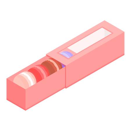 Open red macaroon box icon, isometric styleのイラスト素材