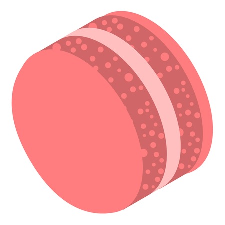 Red cream macaroon icon, isometric styleのイラスト素材
