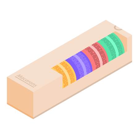 Macaroons box icon, isometric styleのイラスト素材