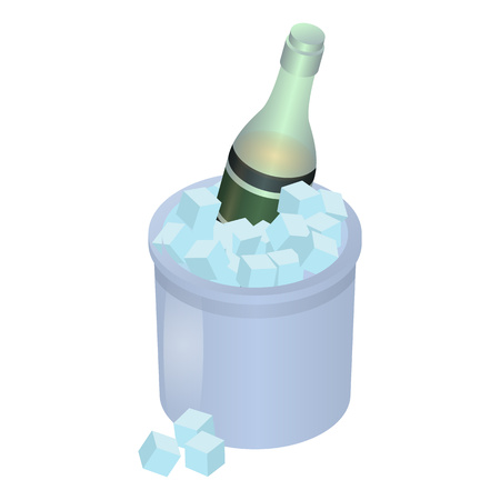 Champagne in ice box icon, isometric styleのイラスト素材