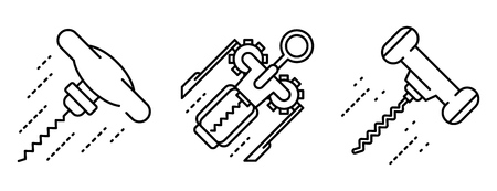 Corkscrew icons set, outline styleのイラスト素材