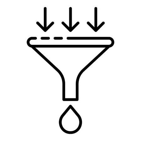 Water filter funnel icon. Outline water filter funnel vector icon for web design isolated on white backgroundのイラスト素材