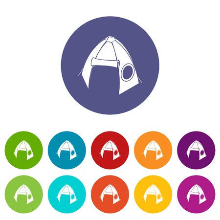 Tribal tent icons color set vector for any web design on white backgroundのイラスト素材