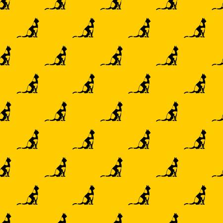 Sitting cat pattern seamless vector repeat geometric yellow for any designのイラスト素材