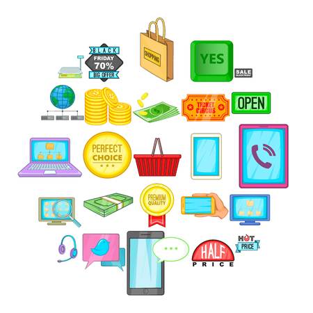 Electronic business icons set. Cartoon set of 25 electronic business vector icons for web isolated on white backgroundのイラスト素材