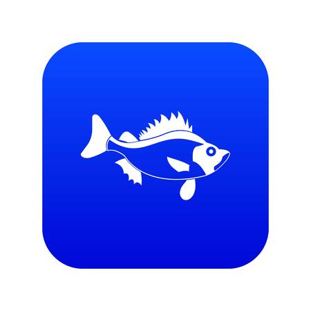 Fish icon digital blue for any design isolated on white vector illustrationのイラスト素材