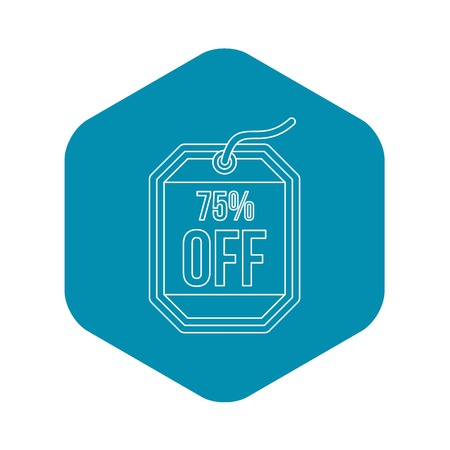 Sale tag 75 percent off icon in outline style on a white background vector illustrationのイラスト素材