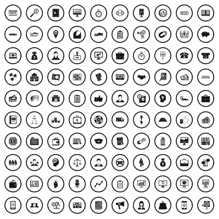 100 business group icons set in simple style for any design vector illustrationのイラスト素材