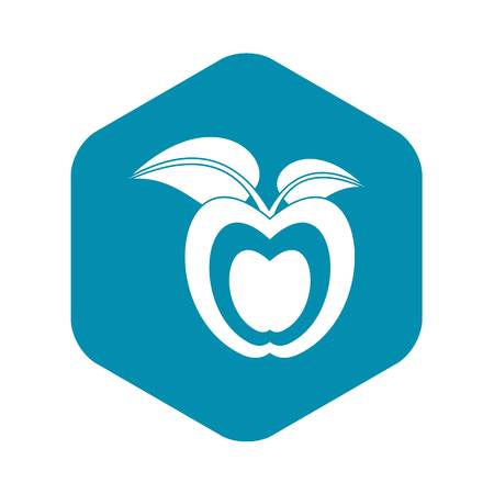 Apple with leaves icon in simple style isolated on white background vector illustrationのイラスト素材