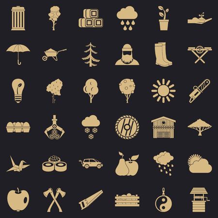 Tree icons set, simple styleのイラスト素材